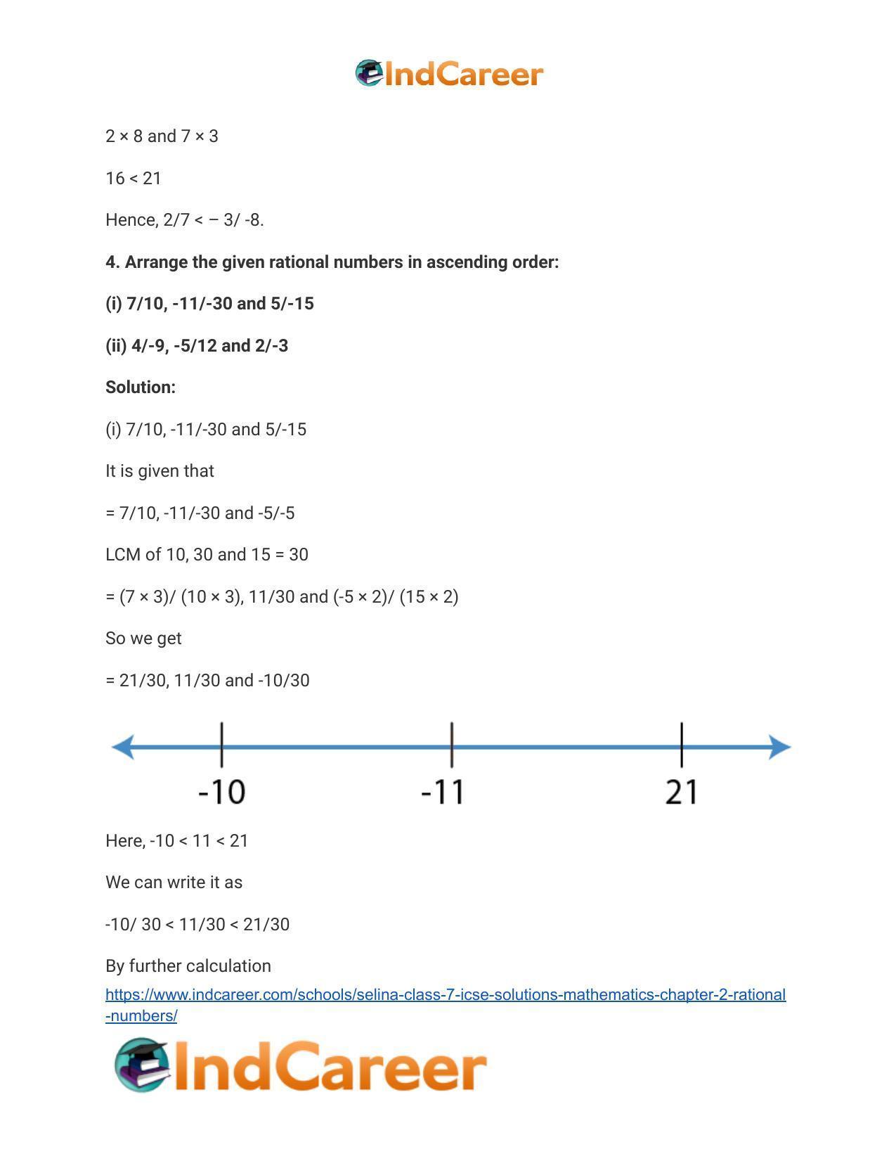 Selina Class 7 ICSE Solutions Mathematics : Chapter 2- Rational Numbers - Page 97
