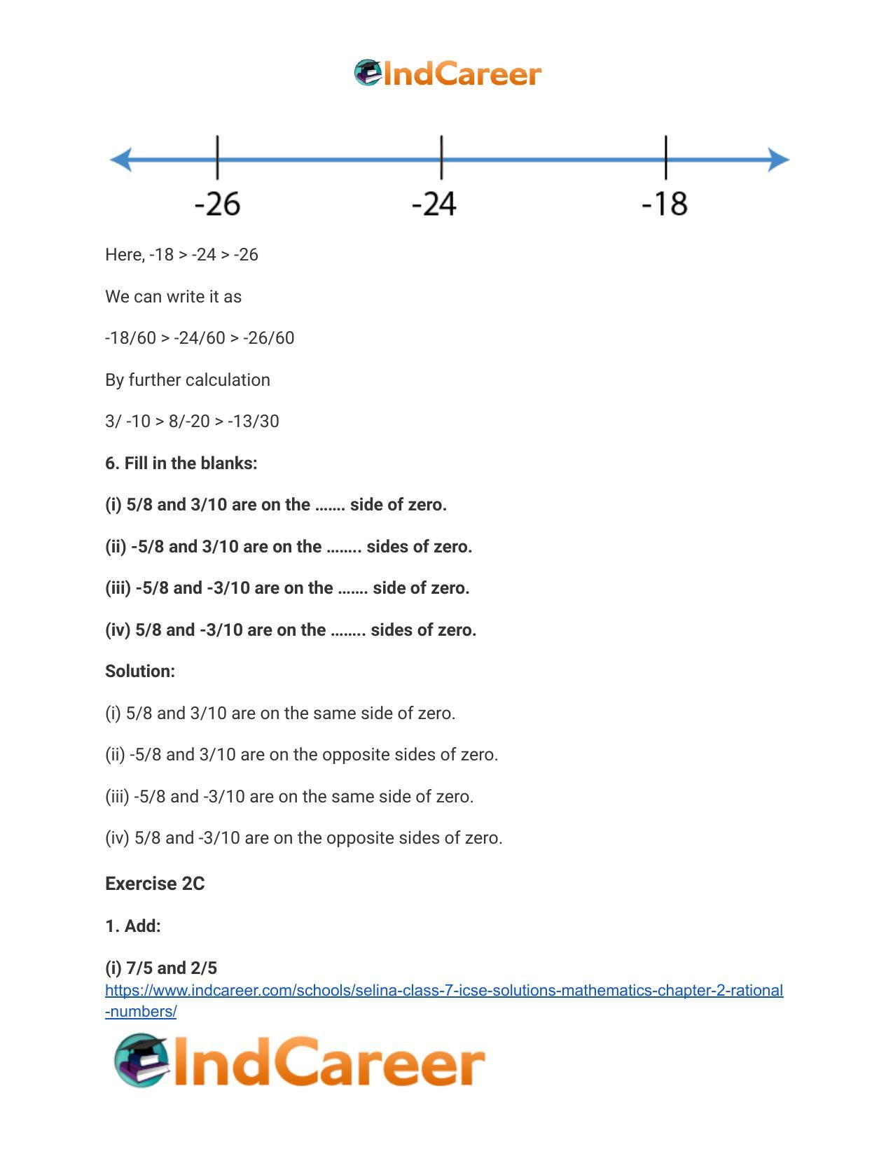 Selina Class 7 ICSE Solutions Mathematics : Chapter 2- Rational Numbers - Page 100