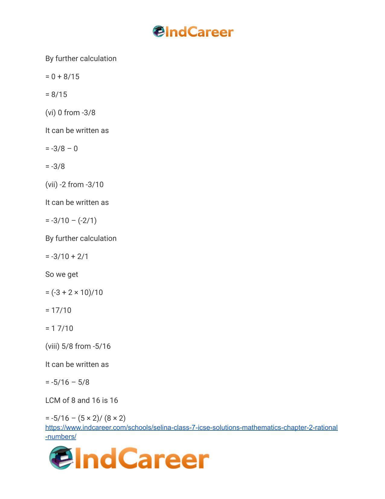 Selina Class 7 ICSE Solutions Mathematics : Chapter 2- Rational Numbers - Page 119