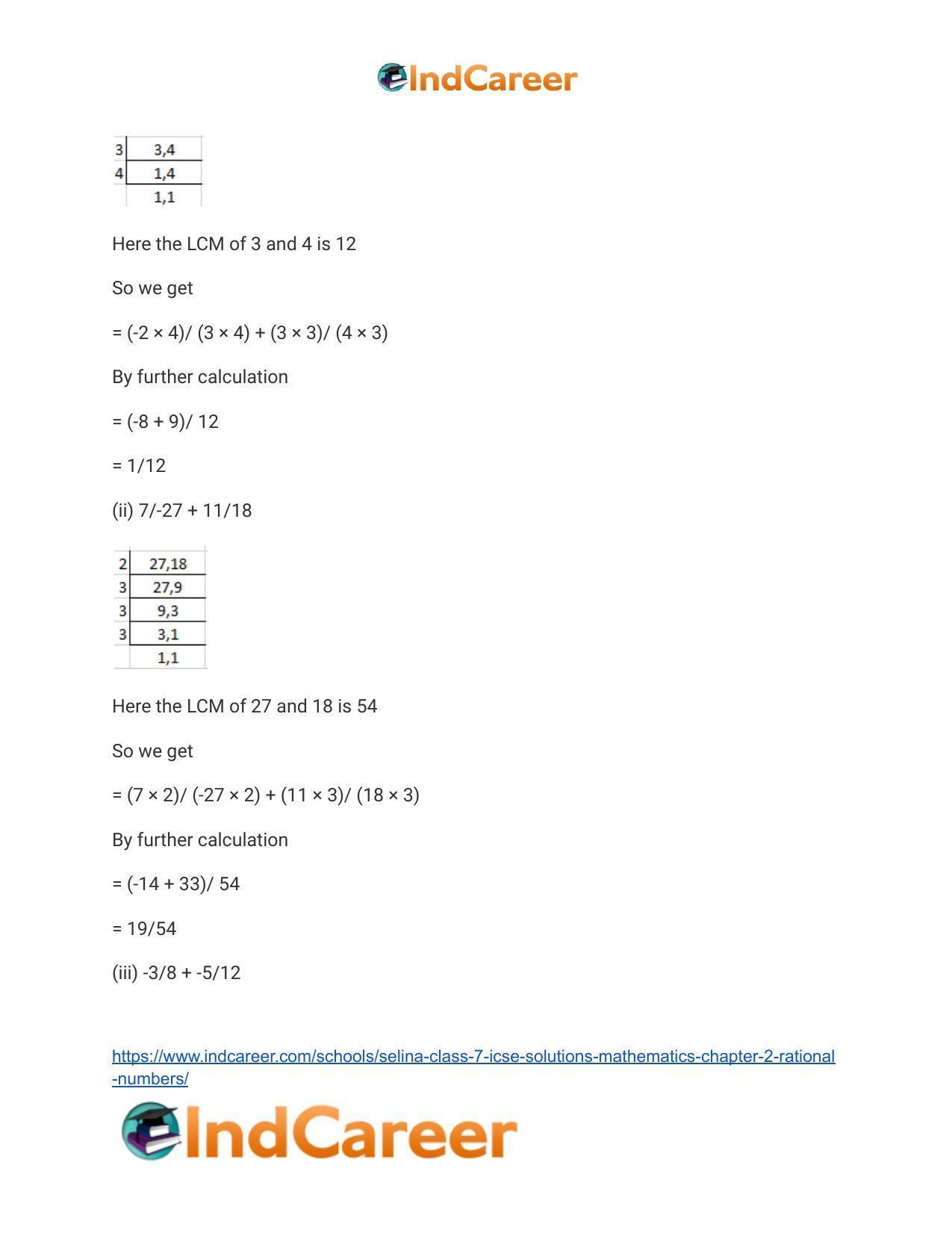 Selina Class 7 ICSE Solutions Mathematics : Chapter 2- Rational Numbers - Page 150