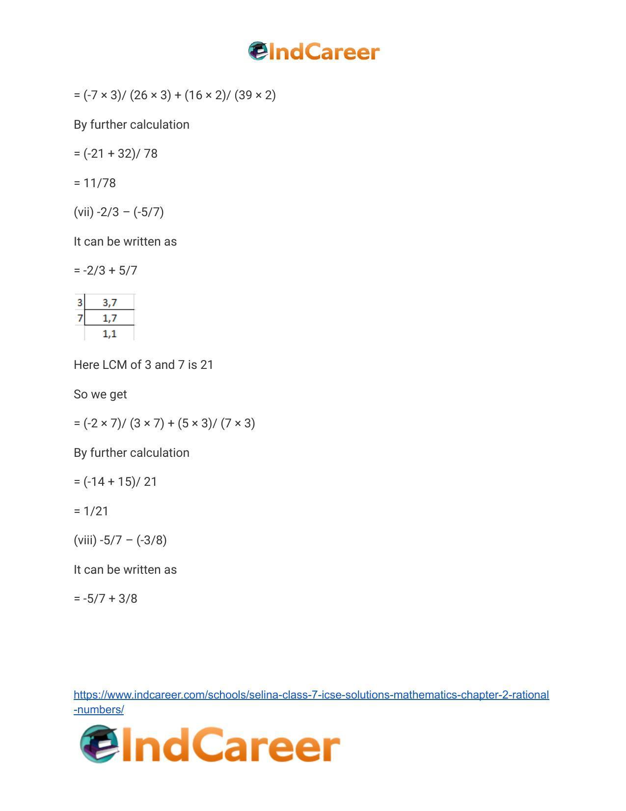 Selina Class 7 ICSE Solutions Mathematics : Chapter 2- Rational Numbers - Page 153
