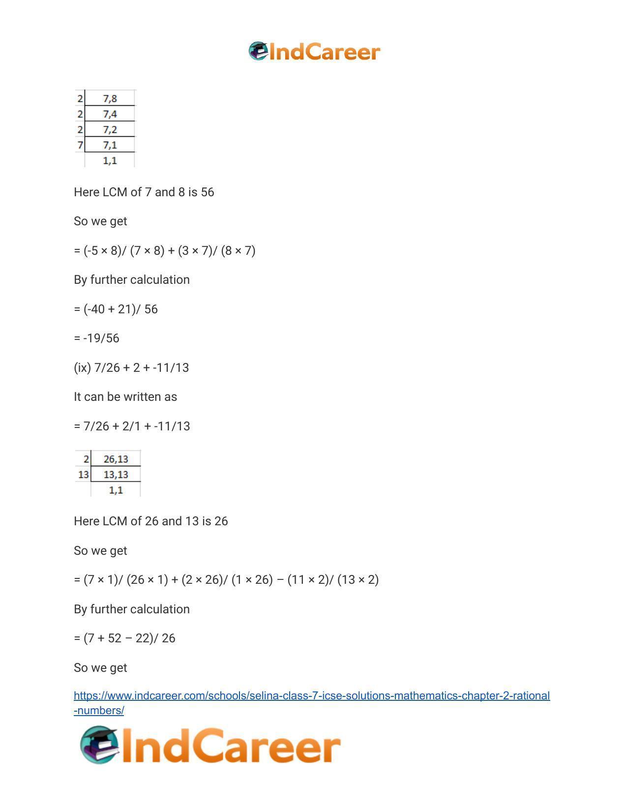 Selina Class 7 ICSE Solutions Mathematics : Chapter 2- Rational Numbers - Page 154
