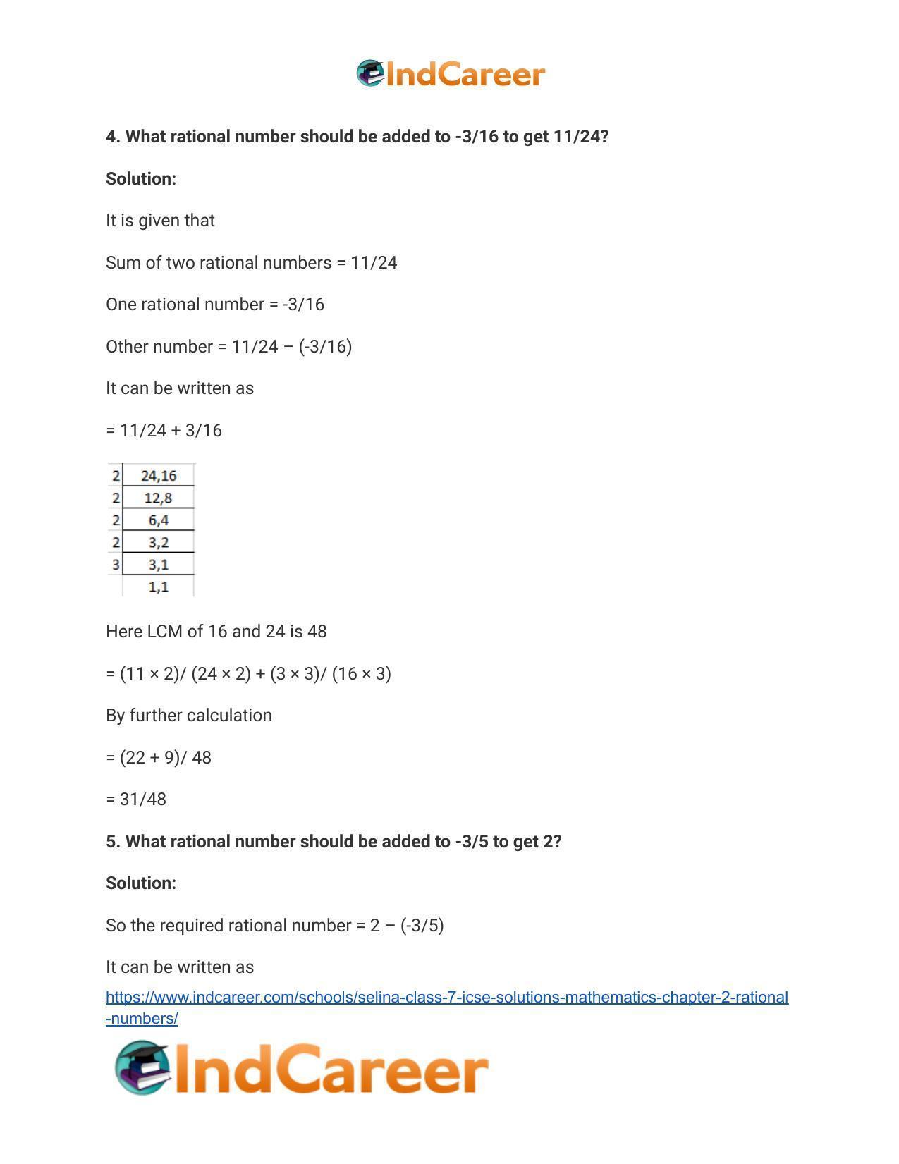 Selina Class 7 ICSE Solutions Mathematics : Chapter 2- Rational Numbers - Page 157