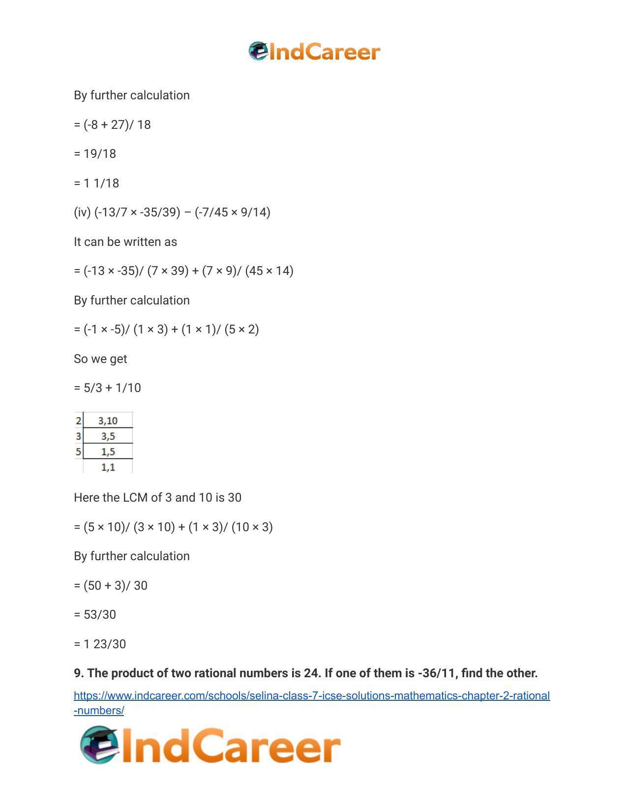 Selina Class 7 ICSE Solutions Mathematics : Chapter 2- Rational Numbers - Page 162
