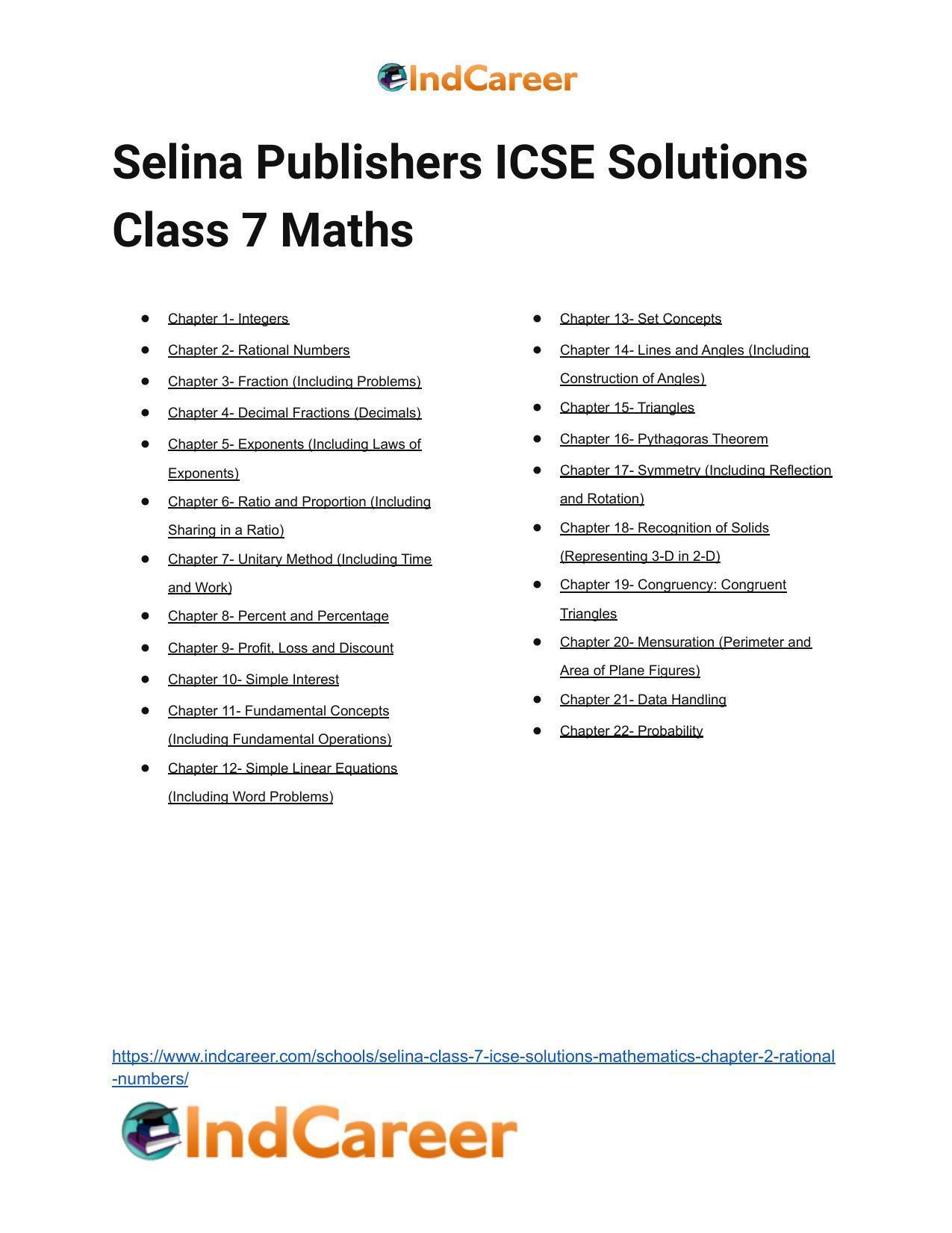 Selina Class 7 ICSE Solutions Mathematics : Chapter 2- Rational Numbers - Page 165