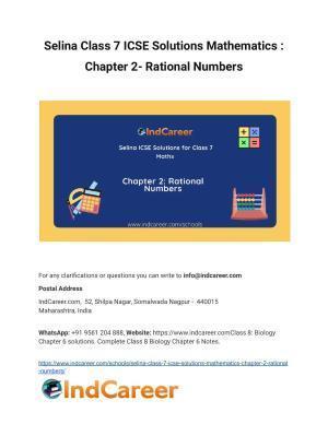 Selina Class 7 ICSE Solutions Mathematics : Chapter 2- Rational Numbers