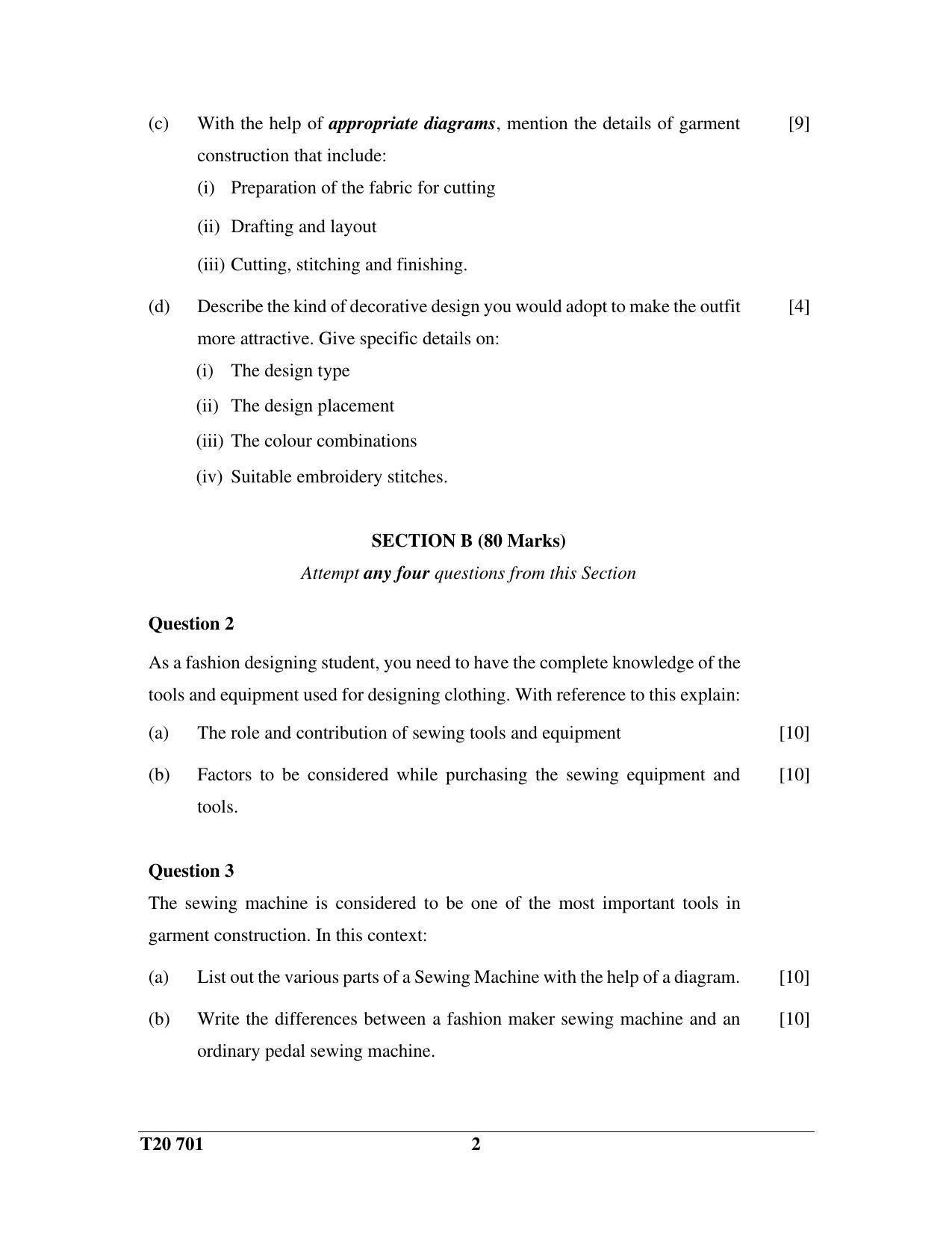 ICSE Class 10 Fashion Designing 2020 Question Paper - Page 2