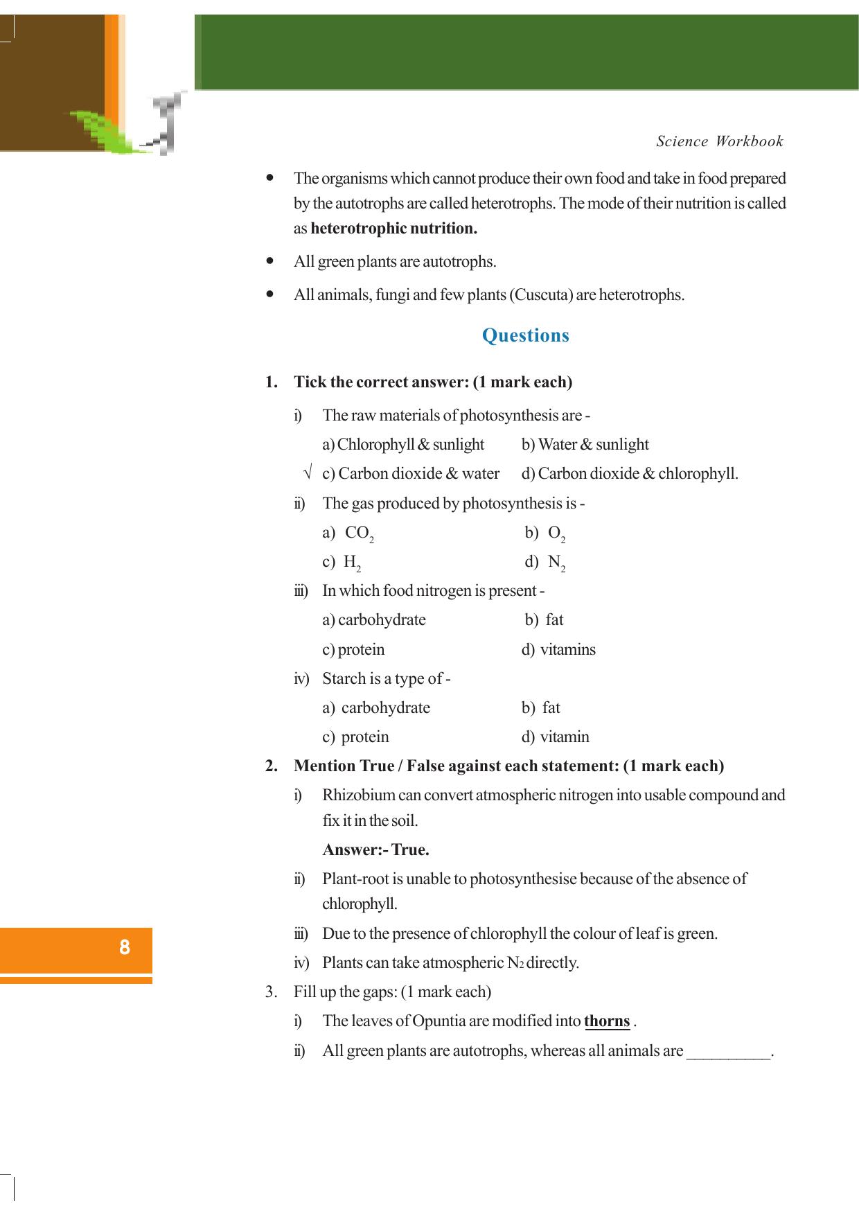 Tripura Board Class 7 Science English Version Workbooks - Page 8