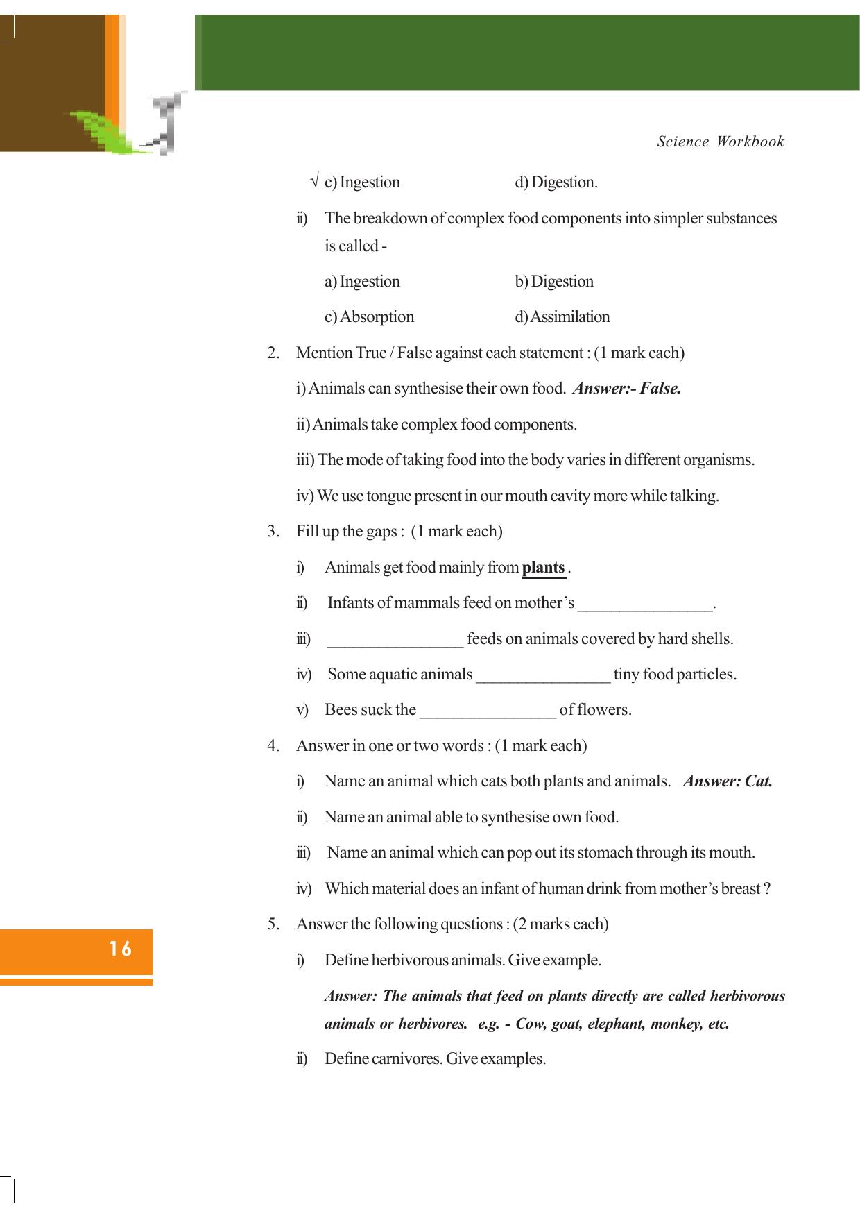 Tripura Board Class 7 Science English Version Workbooks - Page 16