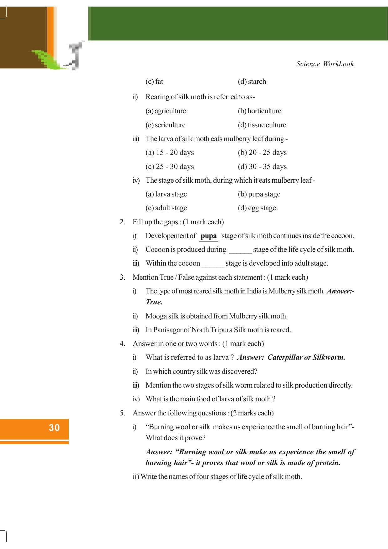 Tripura Board Class 7 Science English Version Workbooks - Page 30