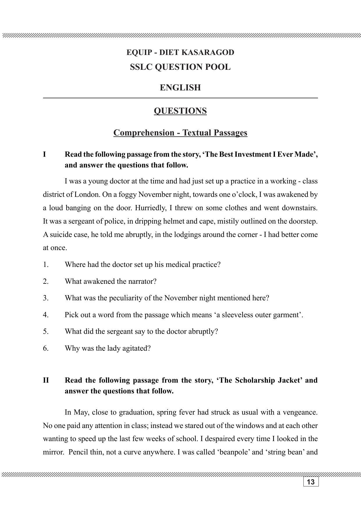 Kerala SSLC 2023 English Question Pool - Page 13