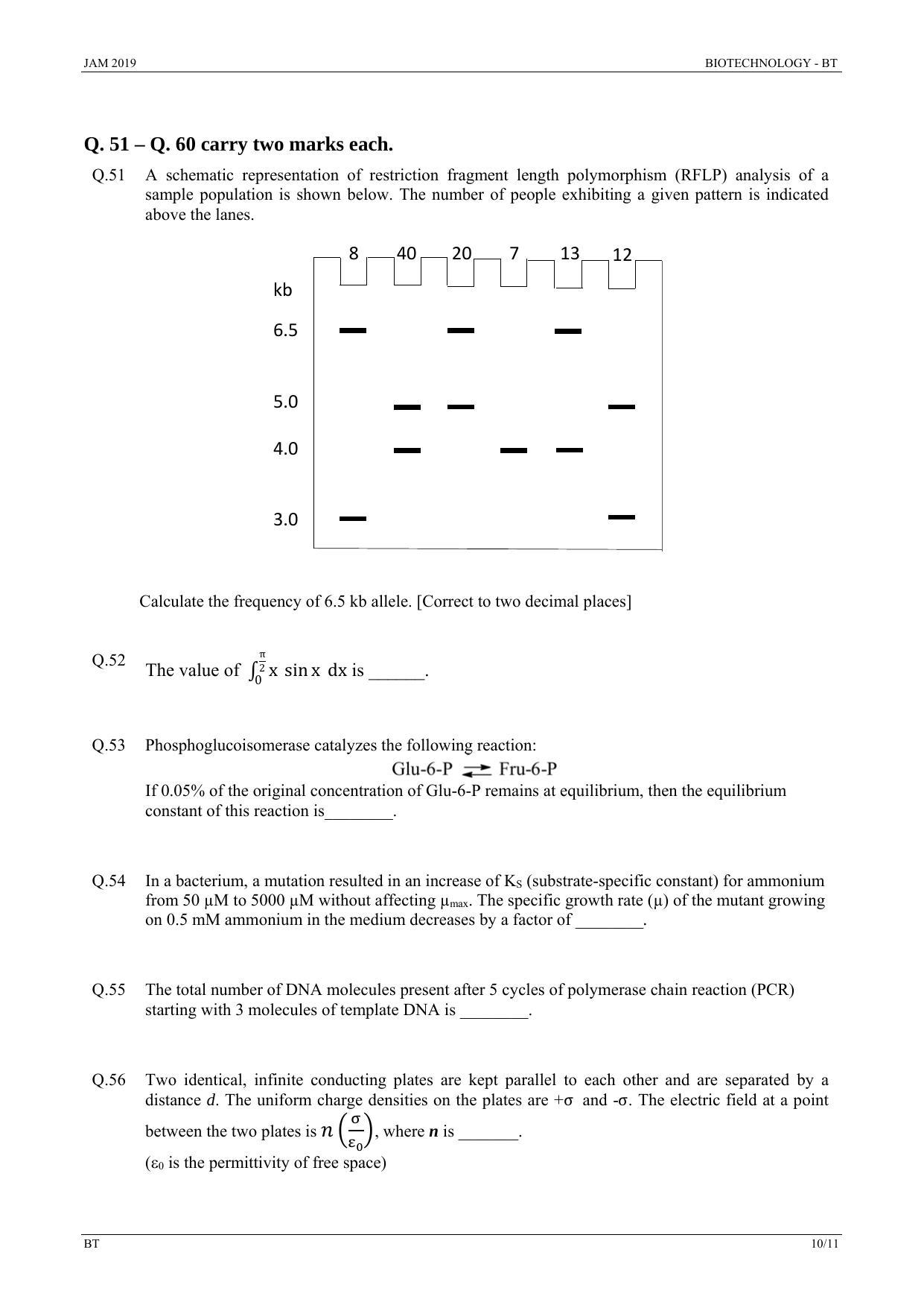 JAM 2019: BT Question Paper - Page 10