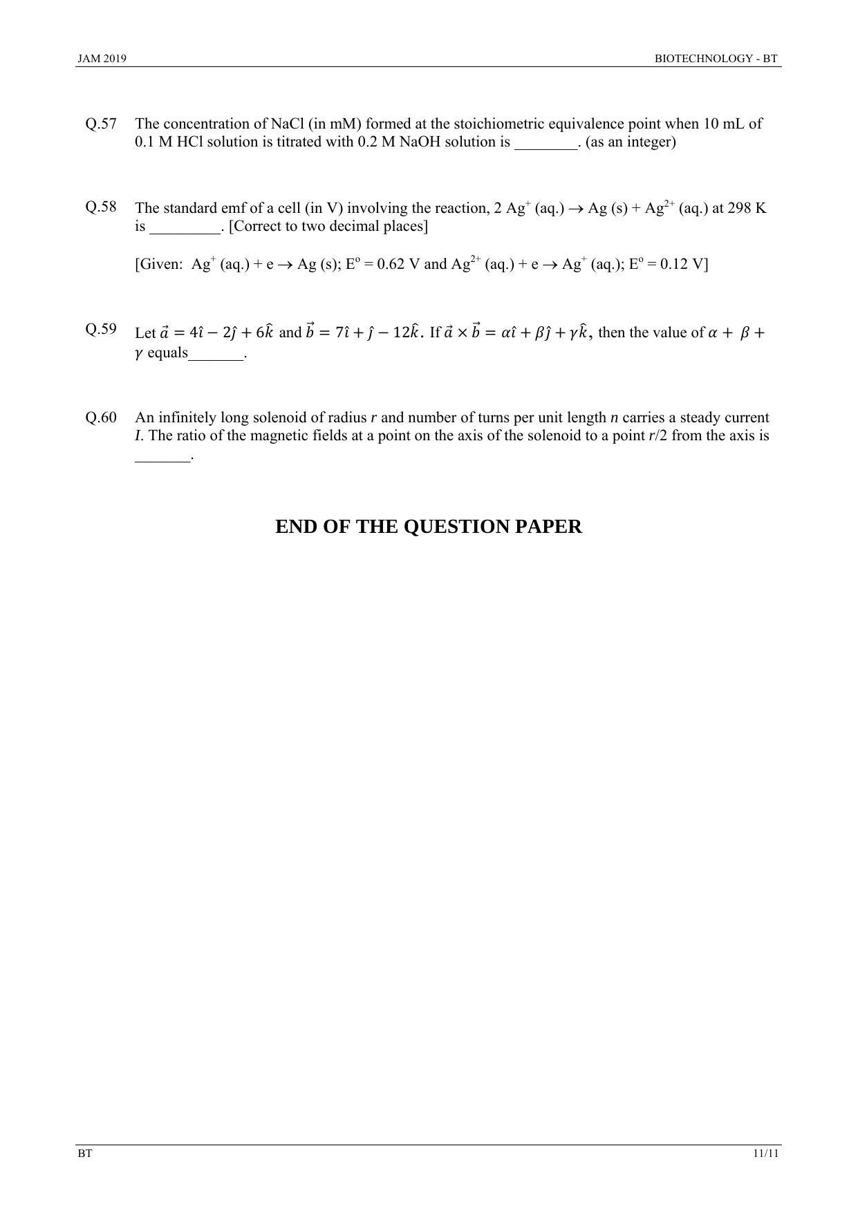 JAM 2019: BT Question Paper - Page 11