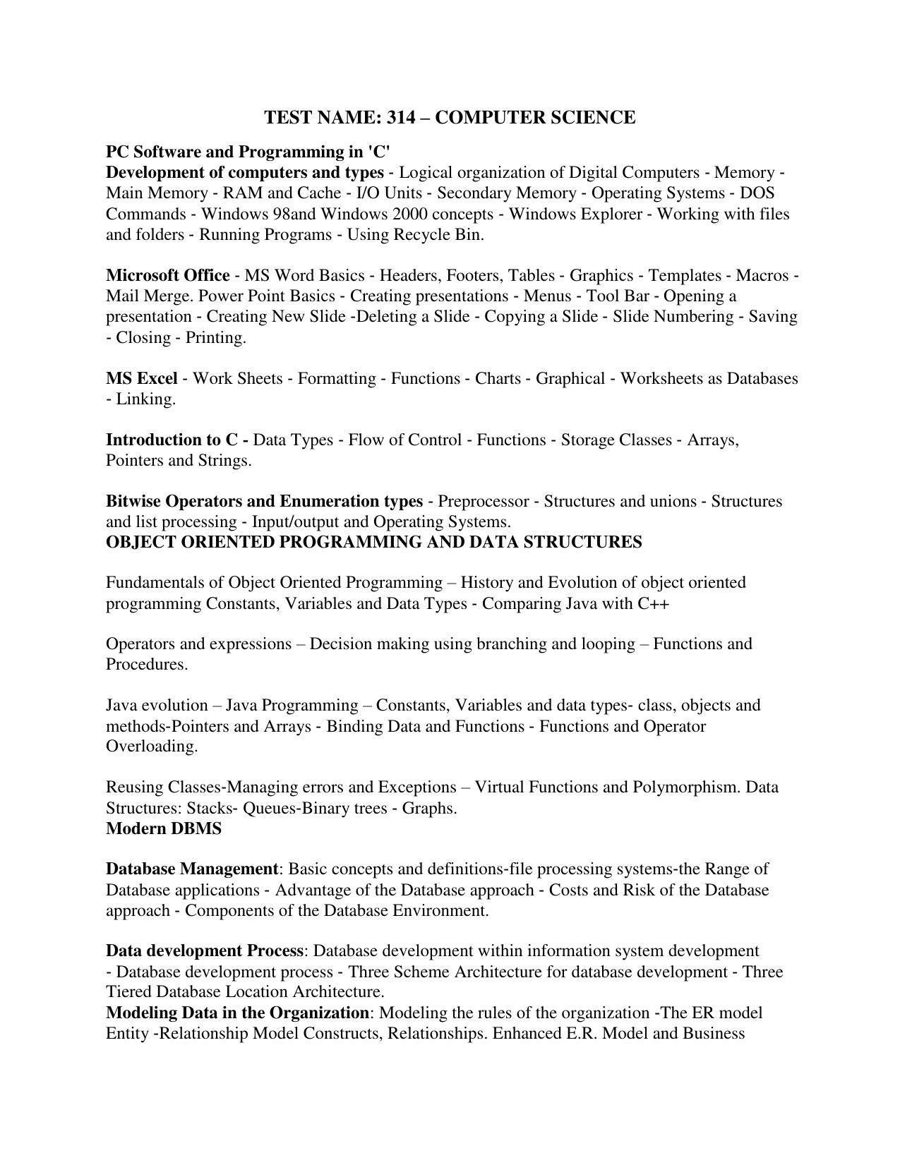 AP PGCET COMPUTER SCIENCE Syllabus - Page 1