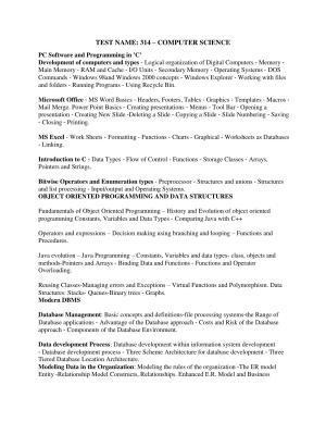 AP PGCET COMPUTER SCIENCE Syllabus