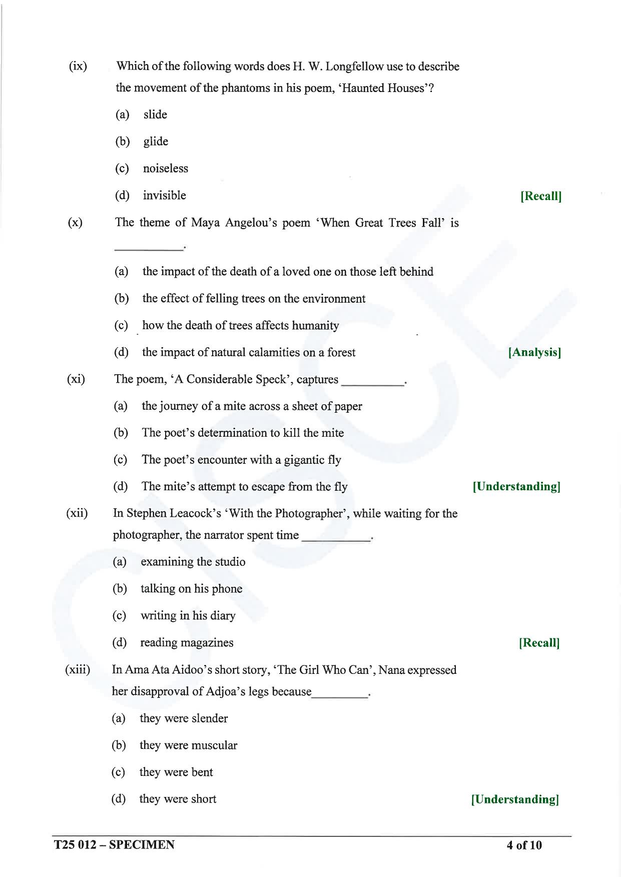 ICSE Class 10 2025 English Language (English Paper 2) (QP & MS) Specimen Paper - Page 4