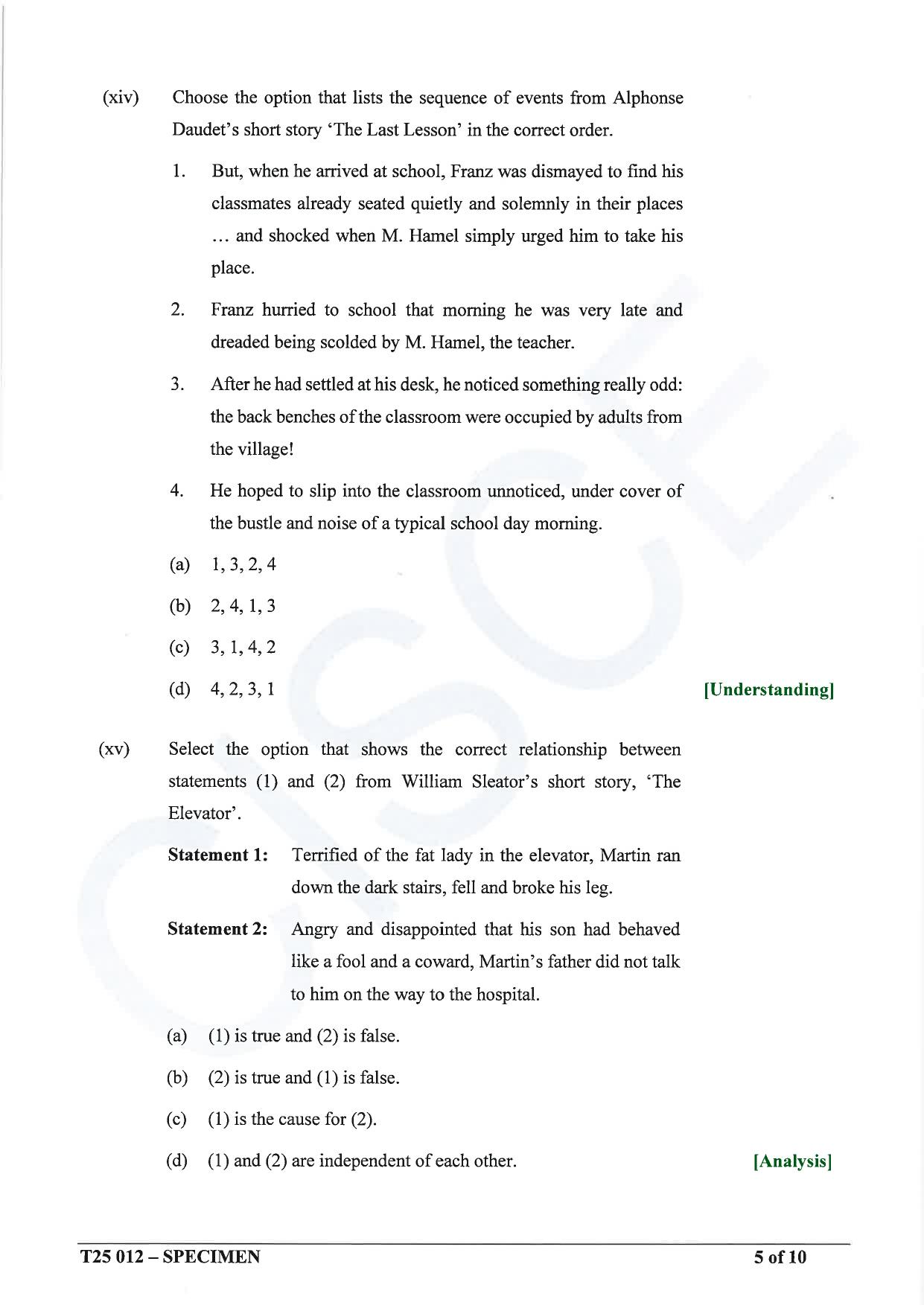 ICSE Class 10 2025 English Language (English Paper 2) (QP & MS) Specimen Paper - Page 5