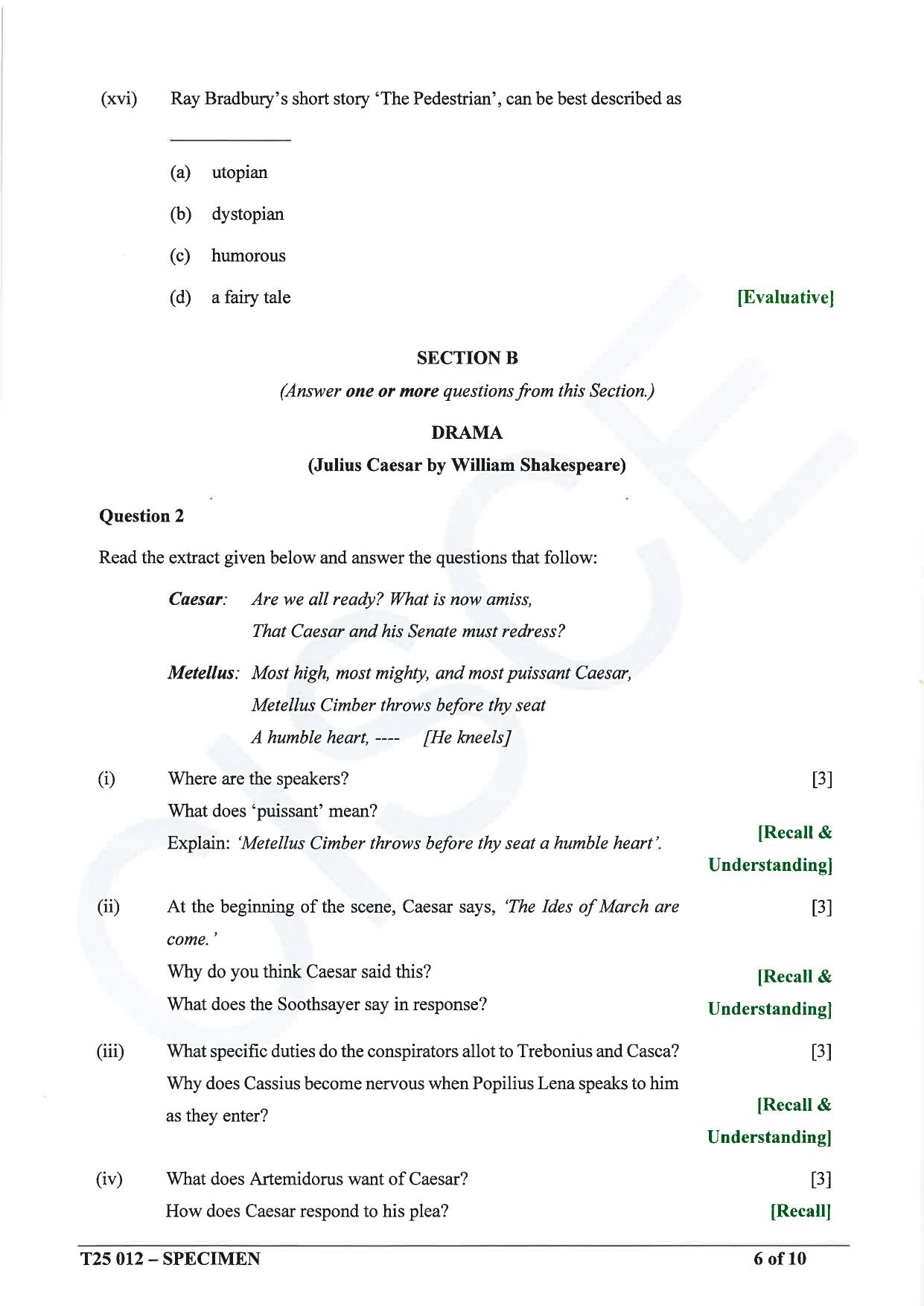 ICSE Class 10 2025 English Language (English Paper 2) (QP & MS) Specimen Paper - Page 6