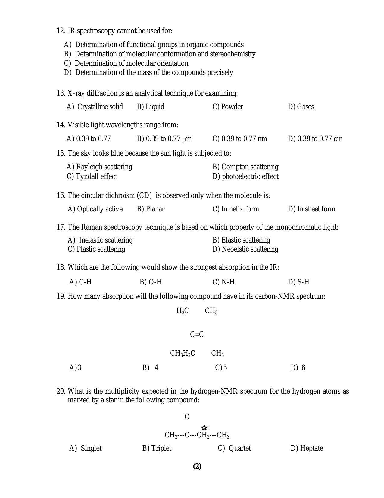 PU MPET Anthropology 2016 Question Paper - Page 12