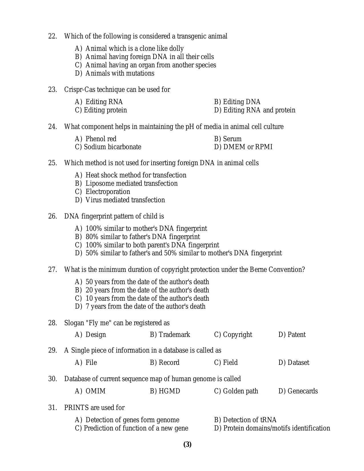 PU MPET Anthropology 2016 Question Paper - Page 18