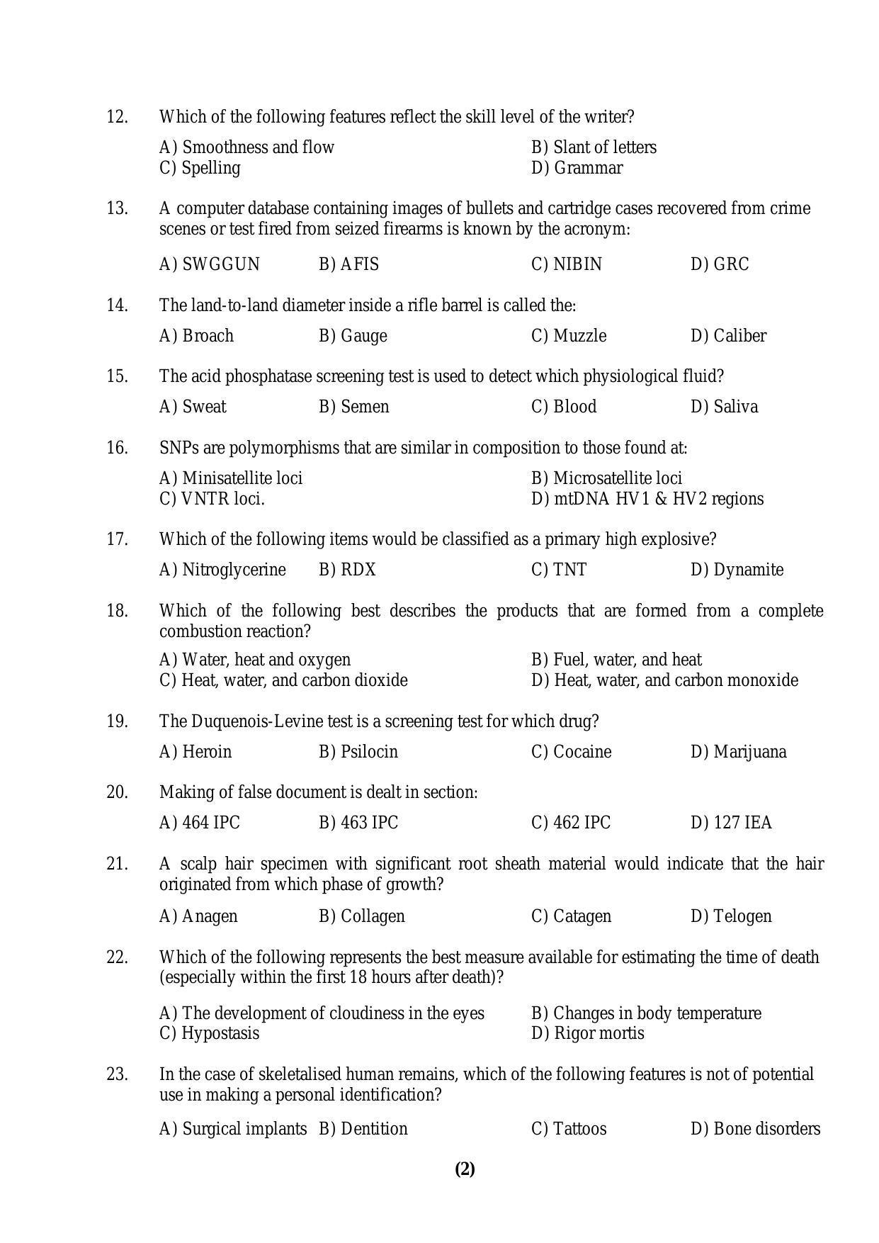 PU MPET Anthropology 2016 Question Paper - Page 38
