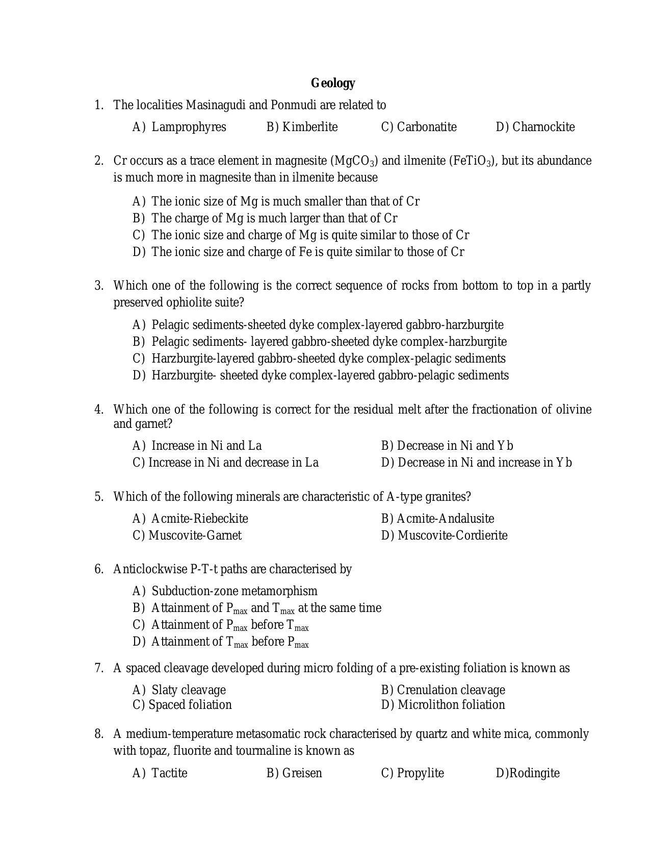 PU MPET Anthropology 2016 Question Paper - Page 42