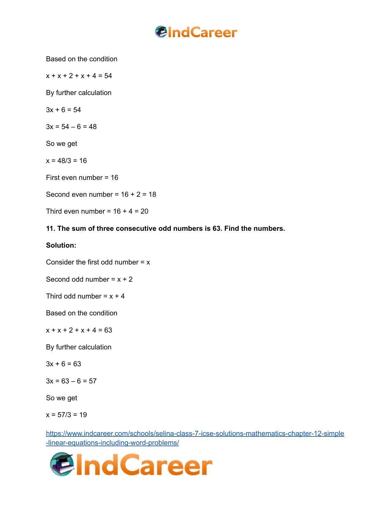 Selina Class 7 ICSE Solutions Mathematics : Chapter 12- Simple Linear Equations (Including Word Problems) - Page 24