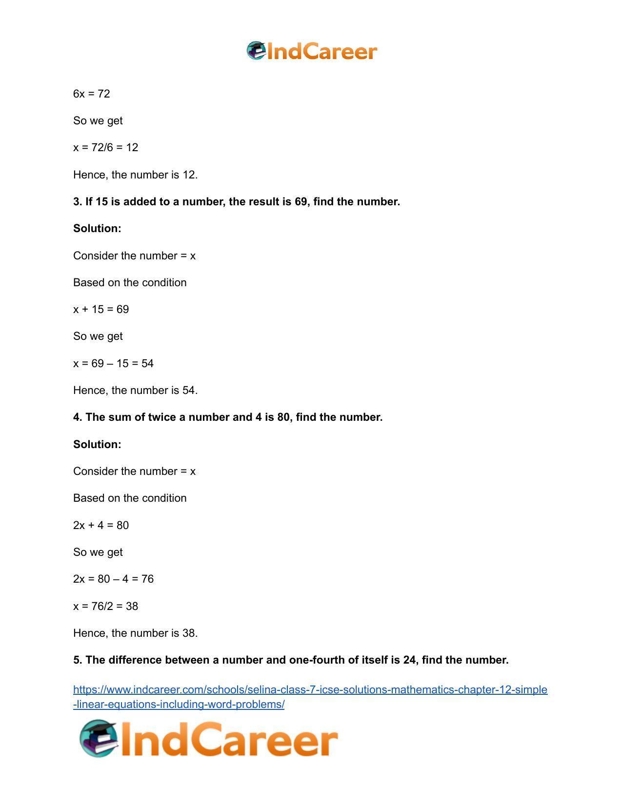 Selina Class 7 ICSE Solutions Mathematics : Chapter 12- Simple Linear Equations (Including Word Problems) - Page 41