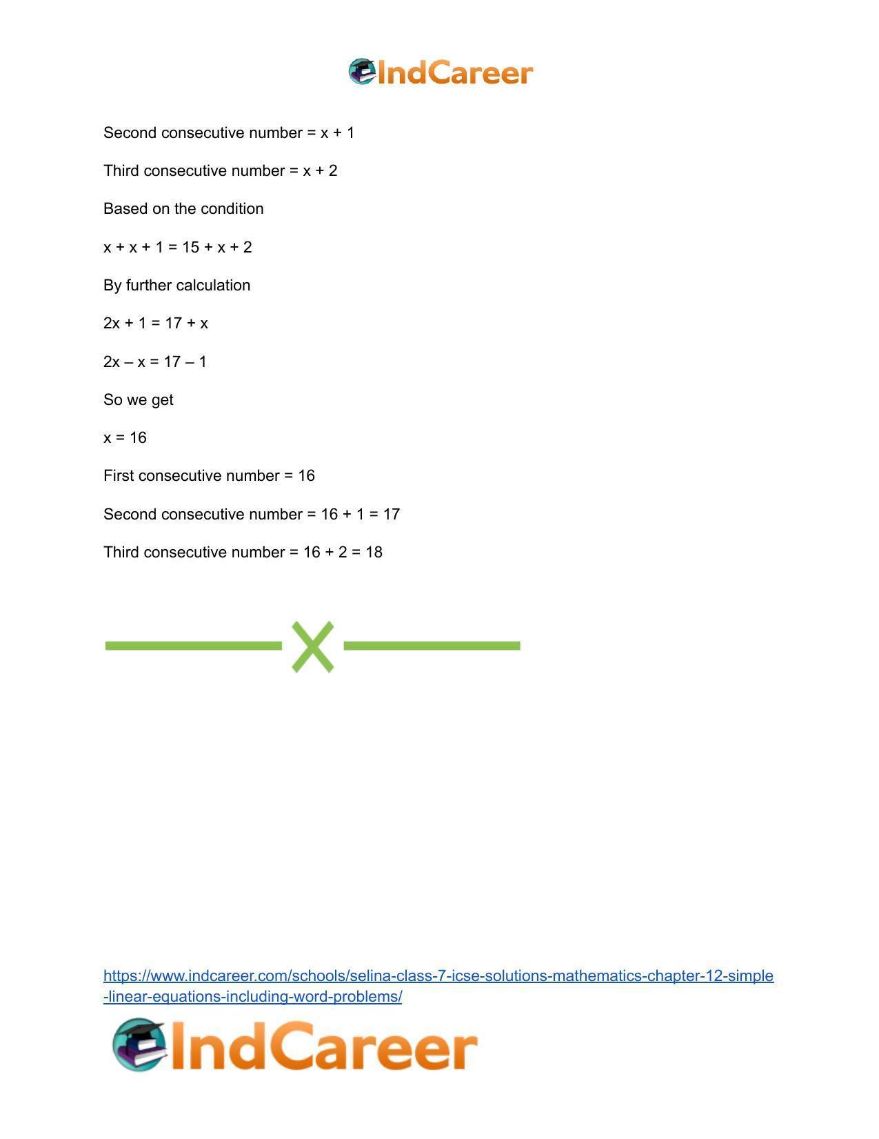 Selina Class 7 ICSE Solutions Mathematics : Chapter 12- Simple Linear Equations (Including Word Problems) - Page 48
