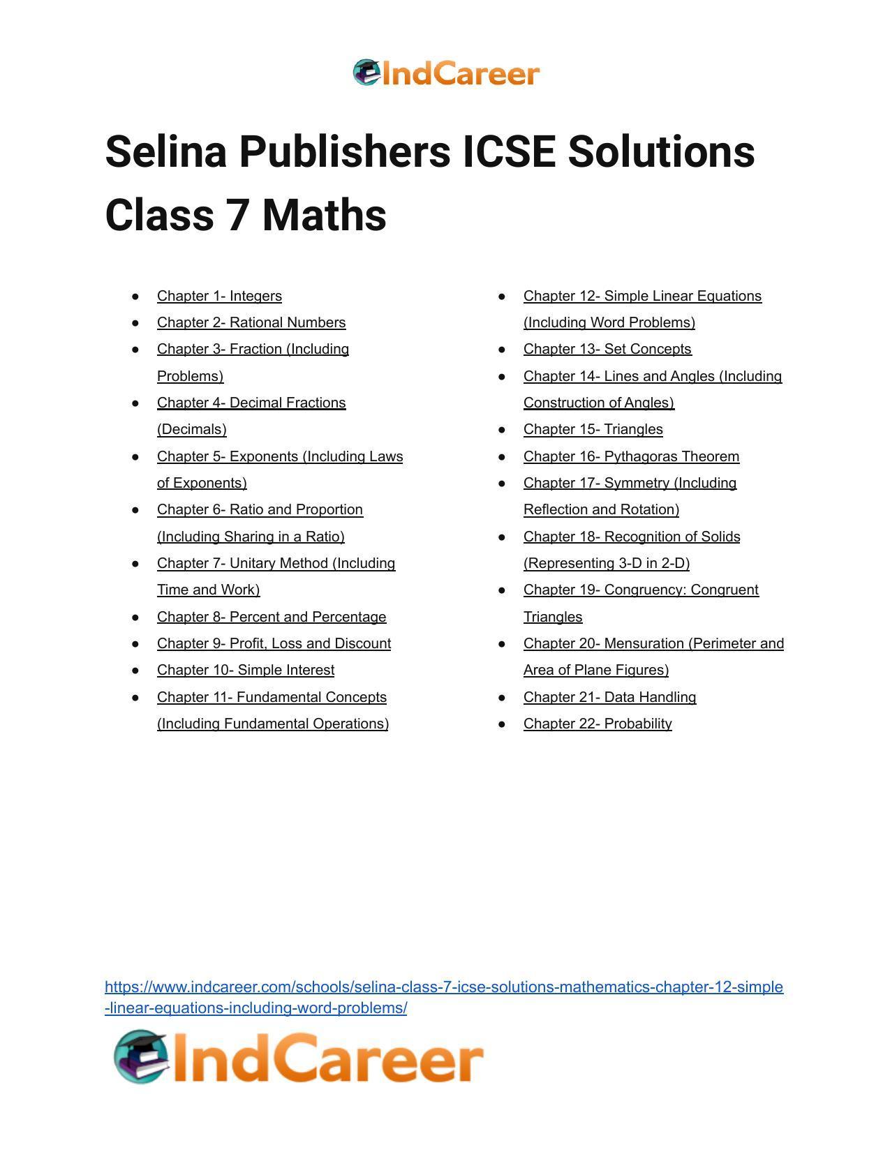 Selina Class 7 ICSE Solutions Mathematics : Chapter 12- Simple Linear Equations (Including Word Problems) - Page 49