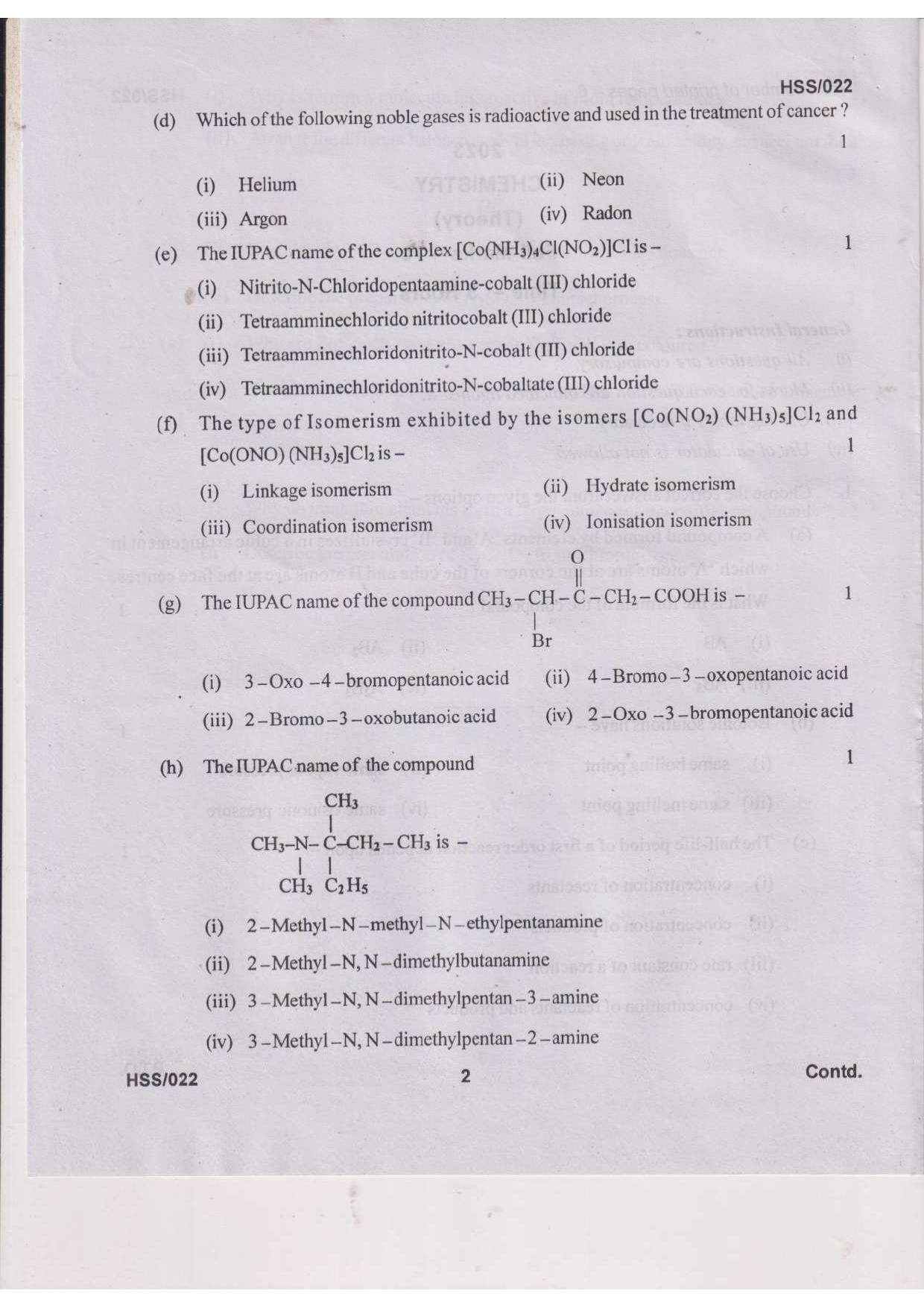 MBSE HSSLC 2023 Science Question Paper - Page 6