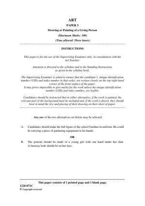 ISC Class 12 2020 Art Paper III Question Paper