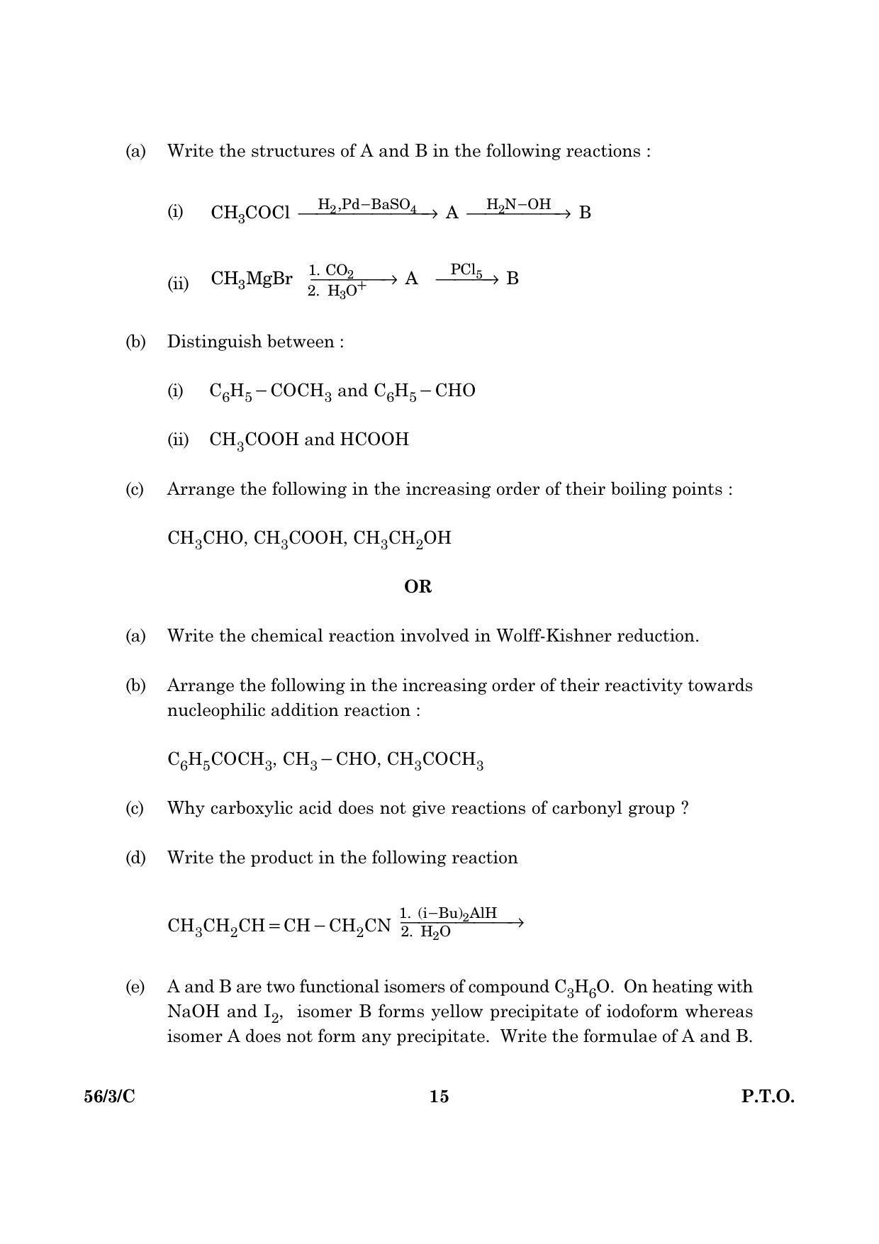 CBSE Class 12 056 Set 3 C Chemistry 2016 Question Paper - Page 15