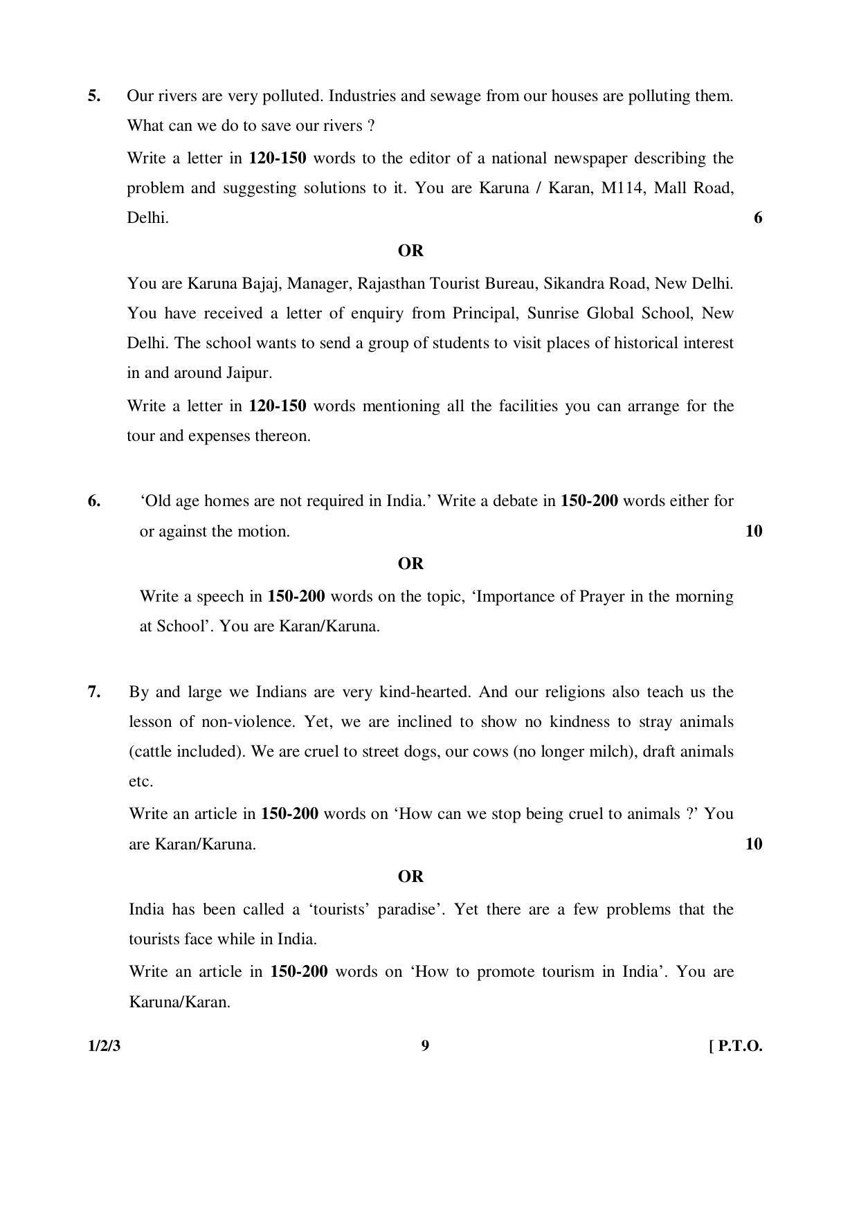 CBSE Class 12 1-2-3 ENGLISH CORE 2016 Question Paper - Page 9