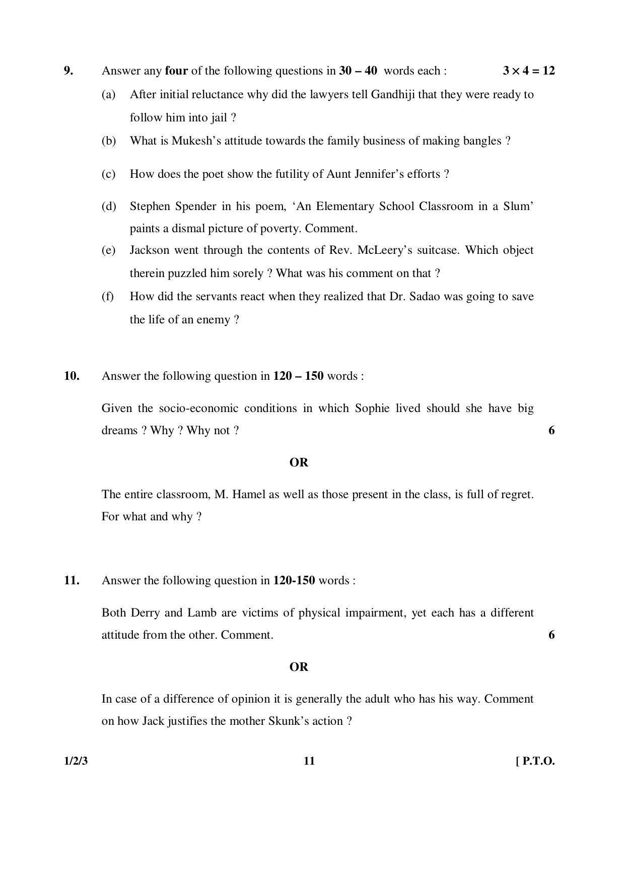 CBSE Class 12 1-2-3 ENGLISH CORE 2016 Question Paper - Page 11