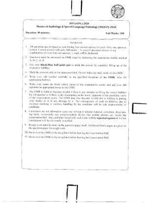 WBJEEB JEMAS (PG) 2020 MASLP Question Paper