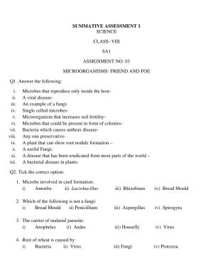 CBSE Worksheets for Class 8 Science Assignment 6