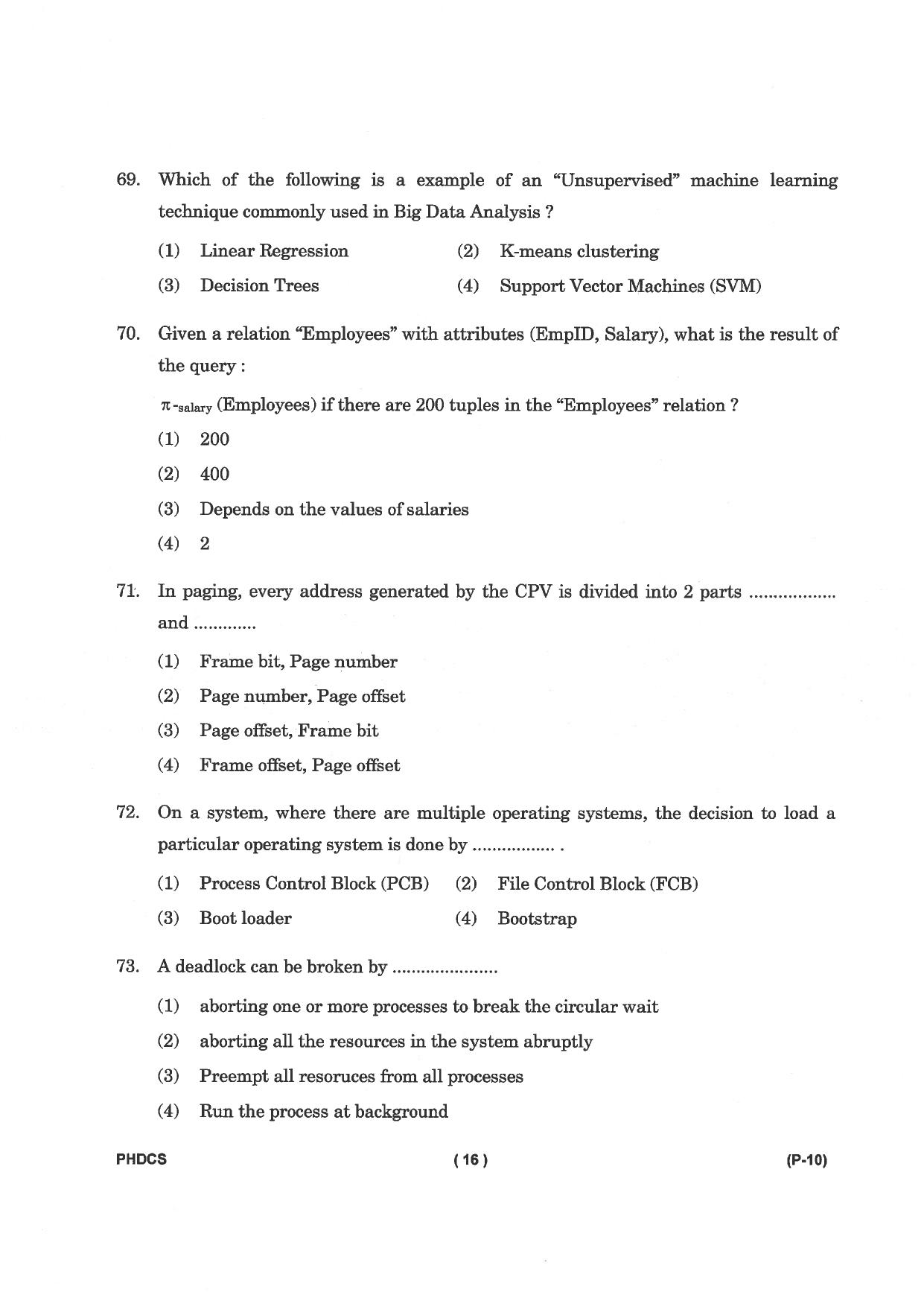 IGNOU PhD Entrance Test Ph. D. (Computer Science) Entrance Test, July, 2023 Question Paper - Page 17