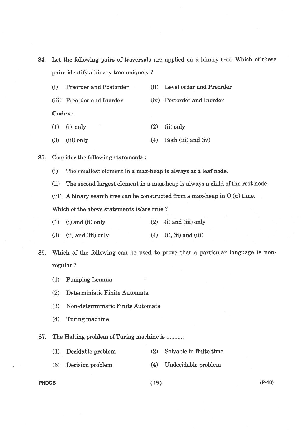 IGNOU PhD Entrance Test Ph. D. (Computer Science) Entrance Test, July, 2023 Question Paper - Page 20