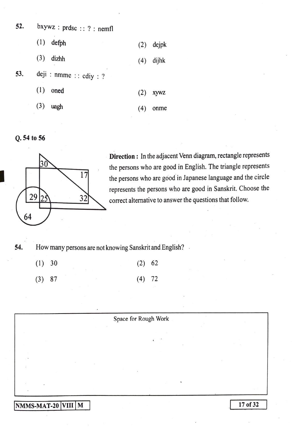 MAT ENGLISH 2020-21 Class 8 Maharashtra NMMS Question Papers - Page 17