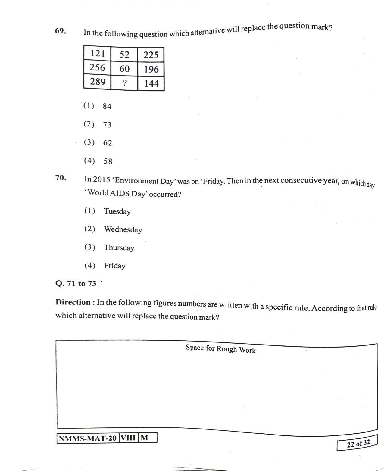 MAT ENGLISH 2020-21 Class 8 Maharashtra NMMS Question Papers - Page 22