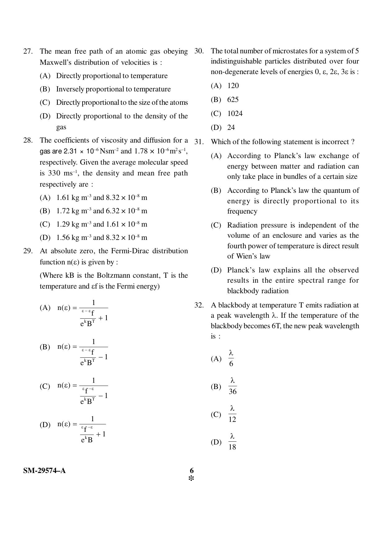 KUET 2023 M.Sc. Physics Question Paper - Page 6