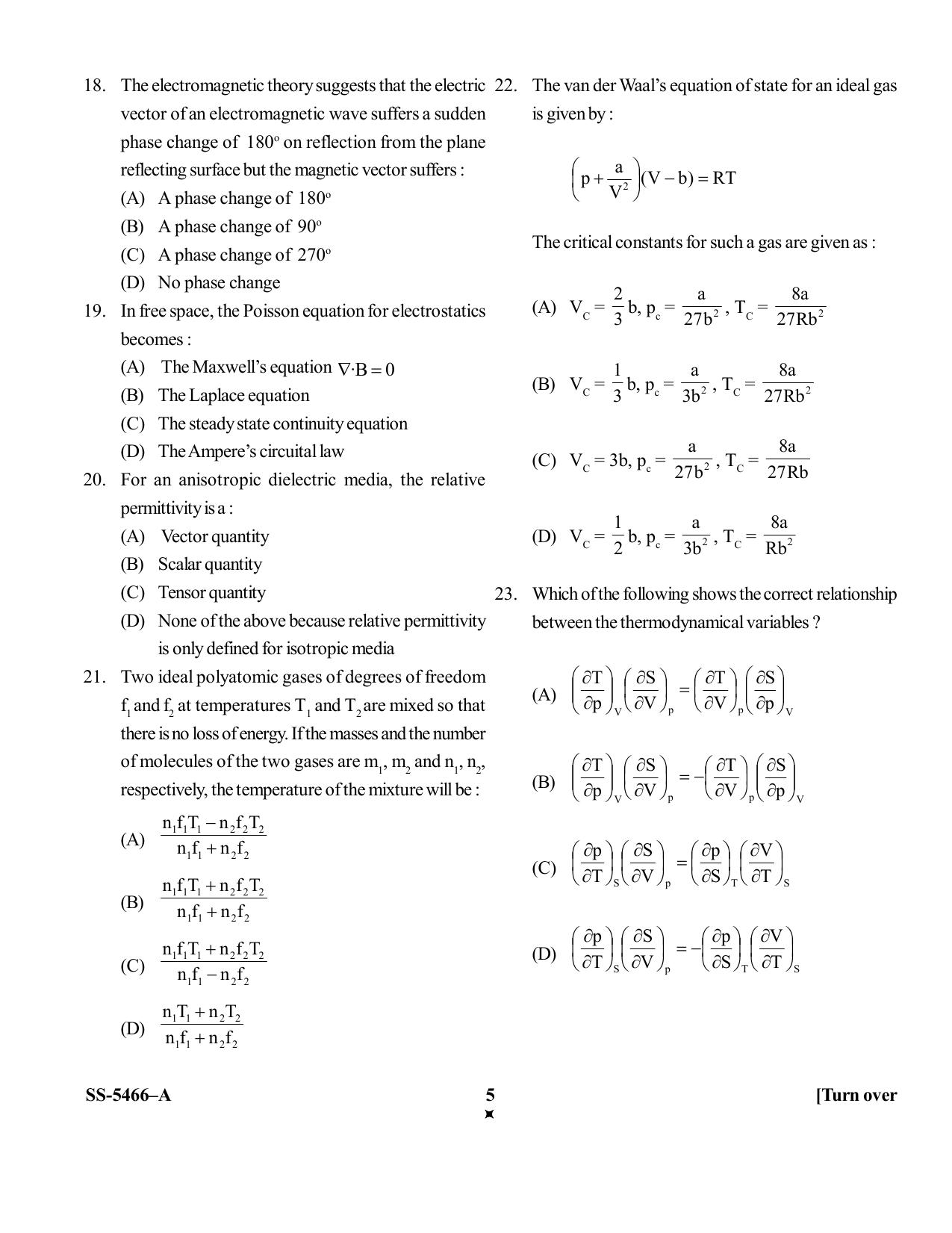KUET 2023 M.Sc. Physics Question Paper - Page 27