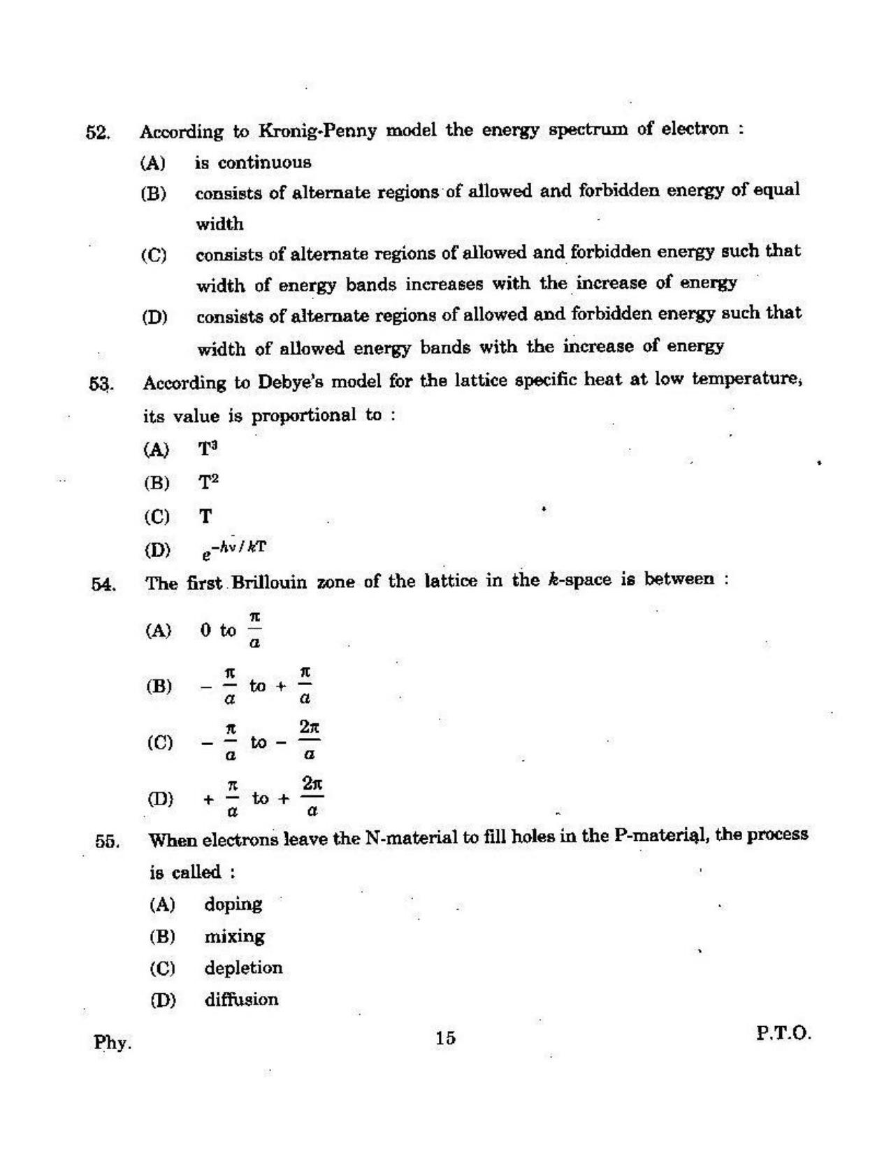 KUET 2023 M.Sc. Physics Question Paper - Page 155