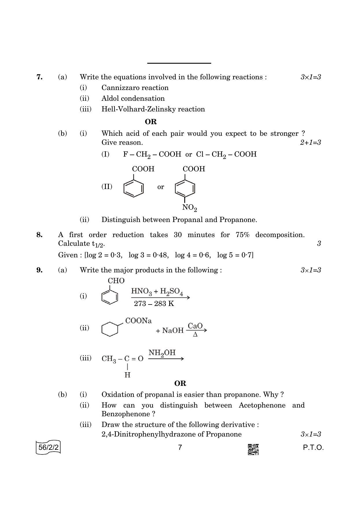 CBSE Class 12 56-2-2 Chemistry 2022 Question Paper - Page 7