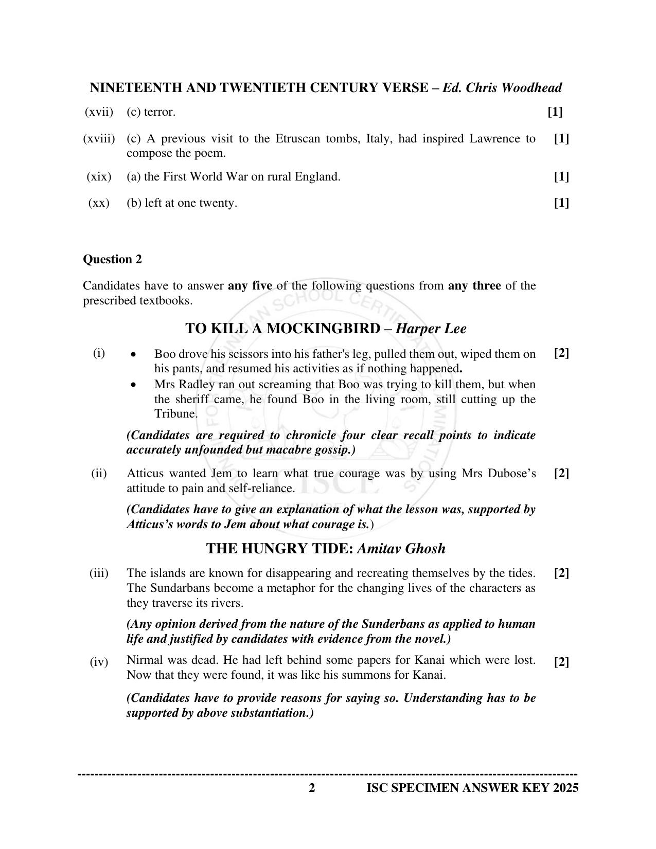 ISC Class 12 2025 ELECTIVE ENGLISH (SQP & AK) Specimen Paper - Page 10