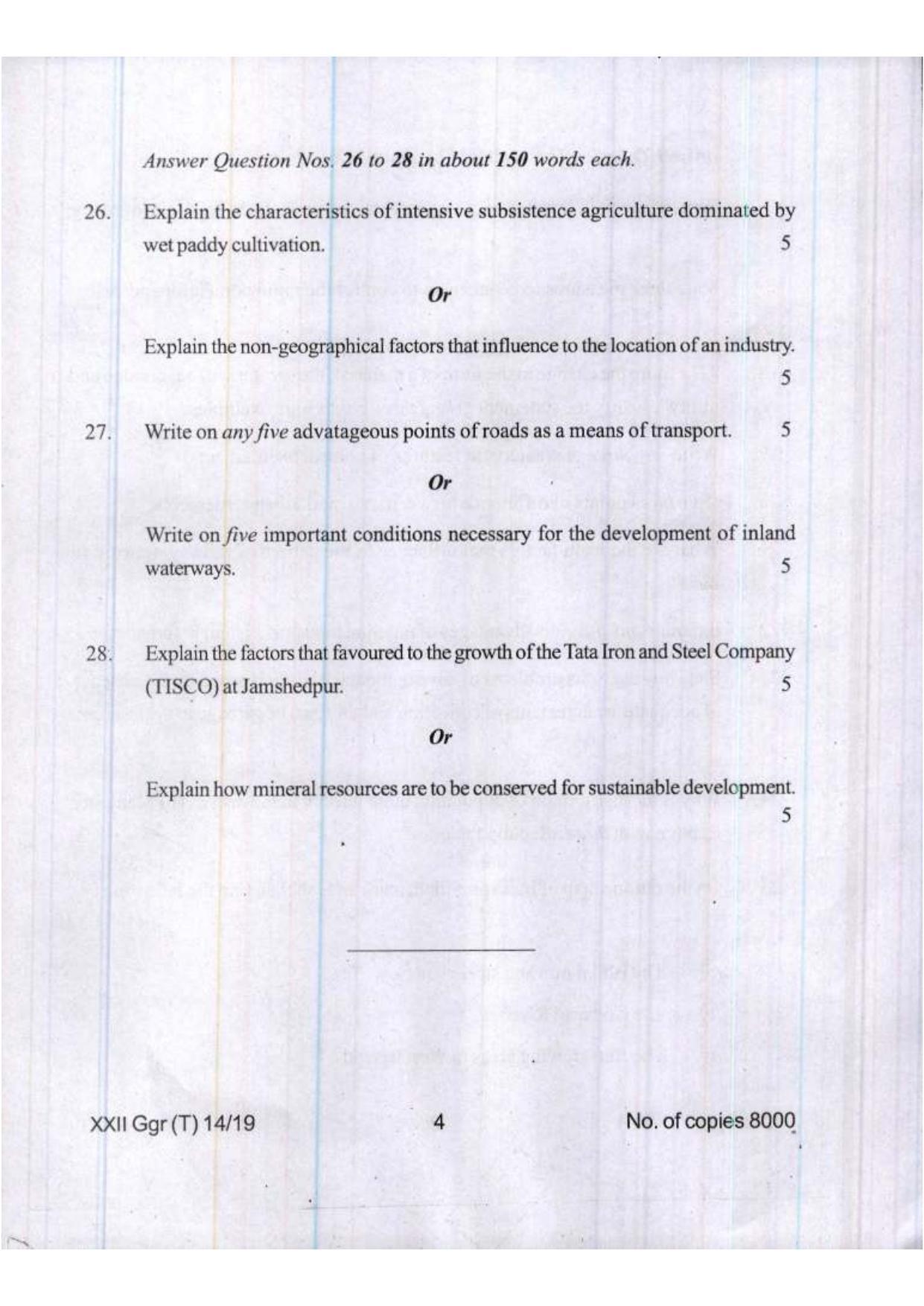 COHSEM Class 12 Geography 2019 Question Papers - Page 4