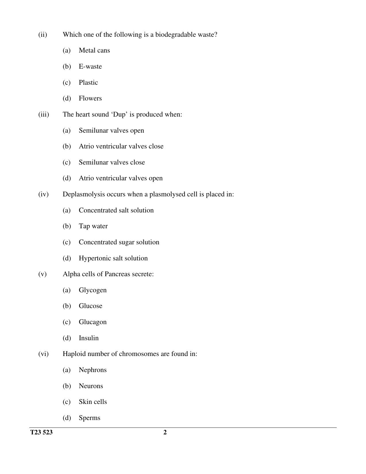 ICSE Class 10 BIOLOGY (SCIENCE PAPER 3) 2023 Question Paper - Page 2