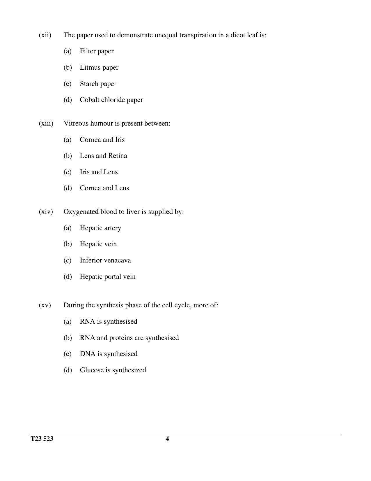 ICSE Class 10 BIOLOGY (SCIENCE PAPER 3) 2023 Question Paper - Page 4