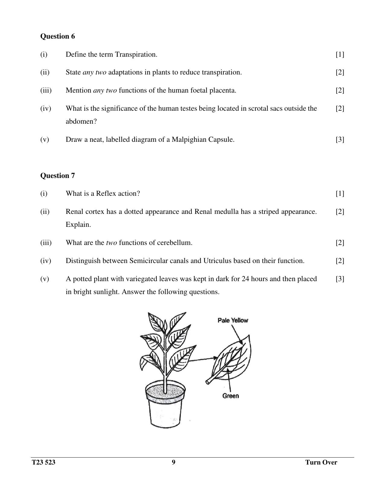 ICSE Class 10 BIOLOGY (SCIENCE PAPER 3) 2023 Question Paper - Page 9